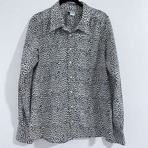 J Crew Women's Collared Button Down Long Sleeve Cheetah Animal Print Size M